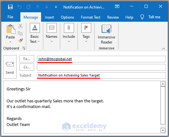 Specific Value-Send Automatic Email from Excel to Outlook
