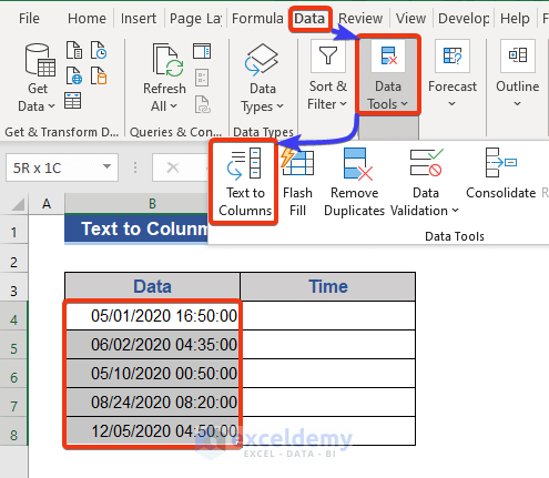 Separate Time and Date applying Excel Text to Columns Feature