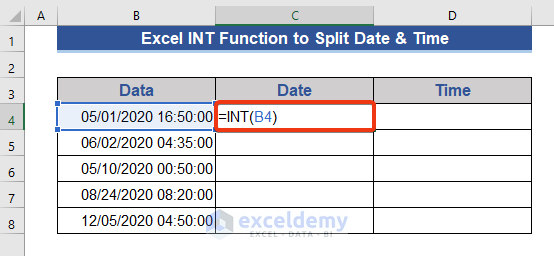 INT Function to Split Date and Time