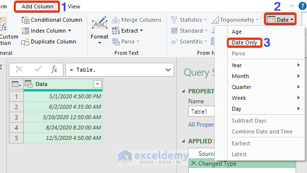 Excel Power Query to Extract Date and Time Separately