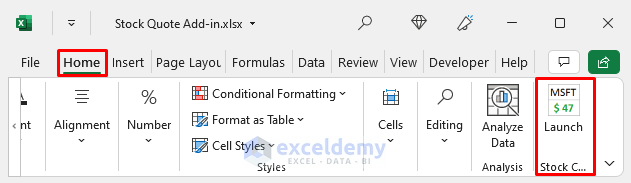 Stock Quote Add-in for Excel
