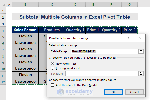 Easy Steps to Subtotal Multiple Columns in Excel Pivot Table