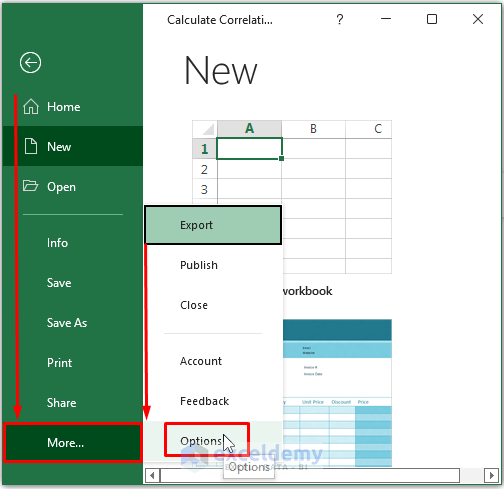 Toolpak add-in-Calculate Correlation between Two Stocks in Excel