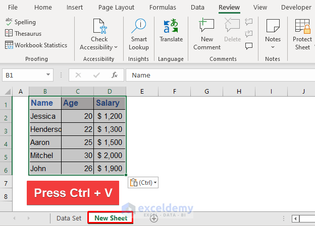 Copy Data from a Protected Sheet to Another for Editing