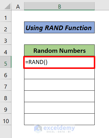 Use Random Number Generator in Excel with RAND Function