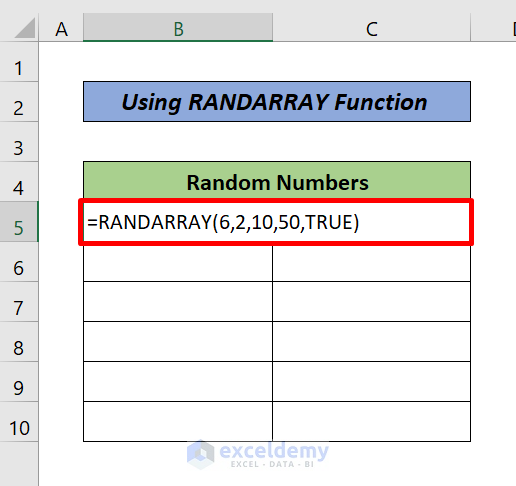 Use Random Number Generator in Excel with RANDARRAY Function (integer)