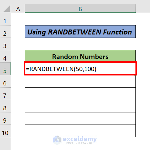 Use Random Number Generator in Excel with RANDBETWEEN Function
