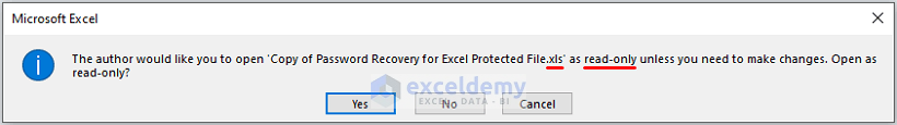 Warning-Recover Excel File Password
