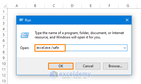 Opening Excel in Safe Mode