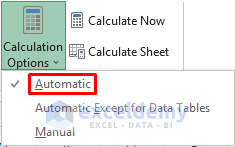 Check Manual Calculation to Fix Excel Formula Not Updating Automatically