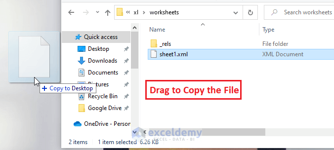 Copy file by draging