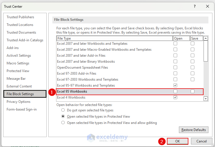 Trust Center: When File Block Feature Is On Then Cannot Edit Excel File in Protected View