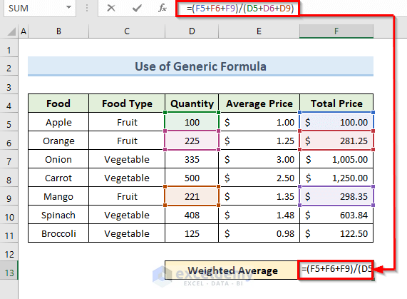 Use Generic Formula Calculate Conditional Weighted Average with Multiple Conditions in Excel