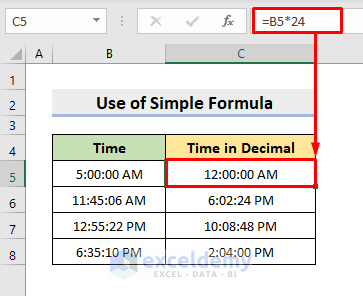 Convert Hours to Decimal in Excel with Simple Formula