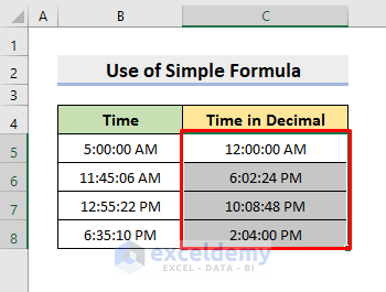 Convert Hours to Decimal in Excel with Simple Formula