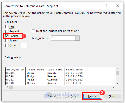 Utilize ‘Text to Columns’ Data Tool to Duplicate into Several Cells from Word to Excel