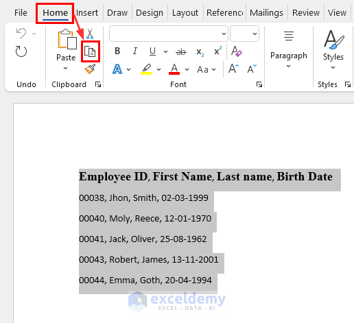 Use the ‘Paste Special’ Feature to Copy from Word to Excel into Multiple Cells