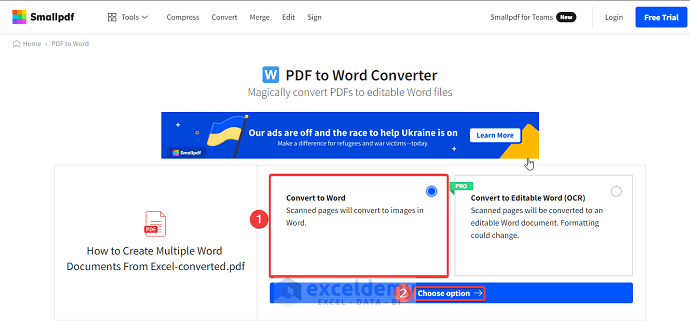Using Online Converter to Create Word Document From Excel