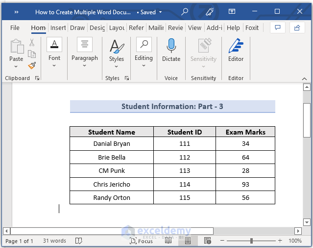 Create Multiple Word Documents Using Copy and Paste Feature