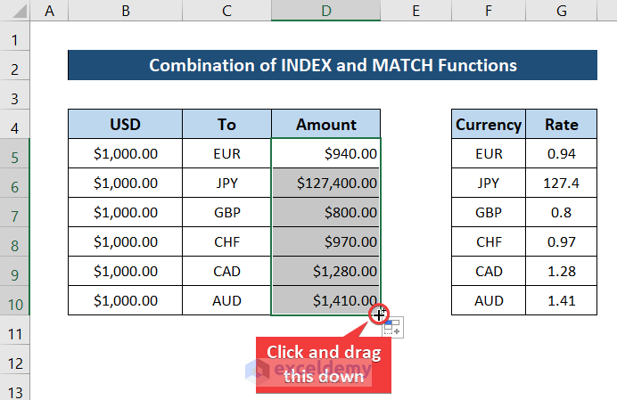 currency conversion in excel using vlookup