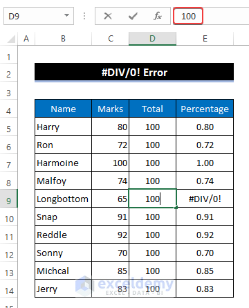 Resolving #DIV/0! Error to Fix Division Formula Not Working in Excel