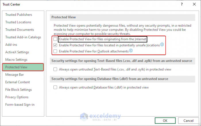 Adjusting Excel Trust Center Settings to Fix Excel Attachments Not Opening from Outlook