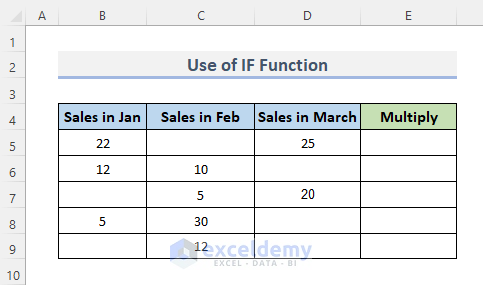 Excel Formula with IF Function to Multiply Only Value Containing Cells