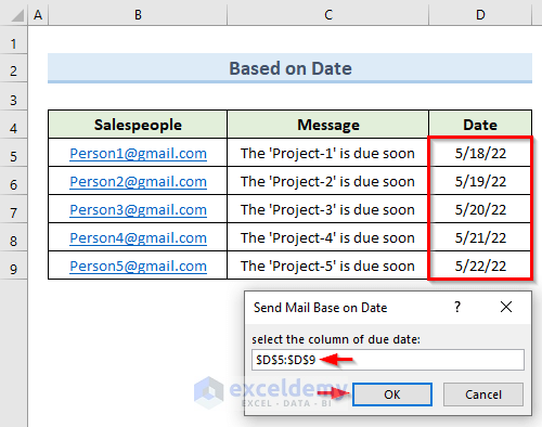 Automatically Sending Email Based on Due Date with VBA Macro