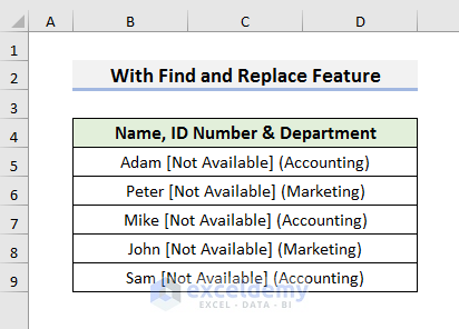 Replace Text between Two Characters with Find and Replace Feature in Excel