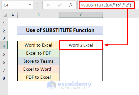 Excel Formula with SUBSTITUTE Function to Replace Text with Number