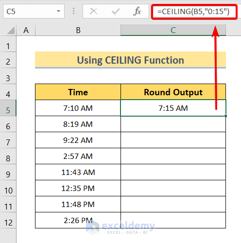 Using CEILING Function to Round Time to Next Nearest 15 Minutes