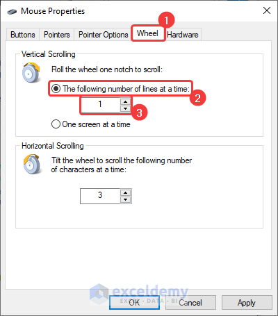 Change Mouse Setting to Scroll One Row at a Time