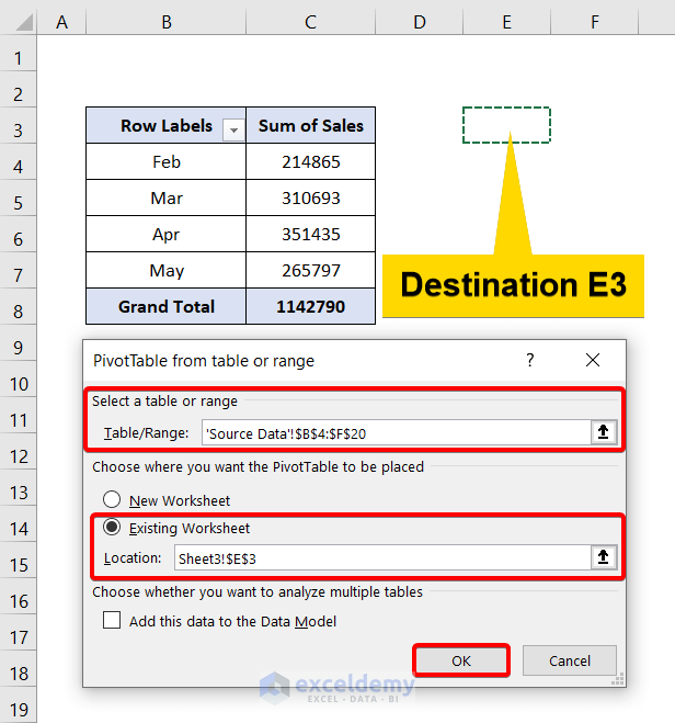Selecting a location: Slicer for Multiple Pivot Tables in Excel