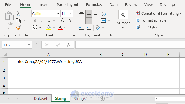 Dataset for VBA to Split One String into Multiple Columns in Excel