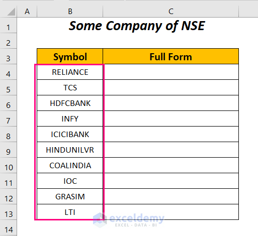 historical data of NSE stocks in Excel