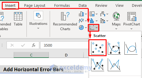 Use Excel Scatter Chart to Add Horizontal Error Bars