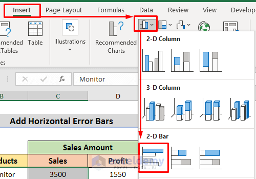 Plot Graph to Add Horizontal Error Bars in Excel