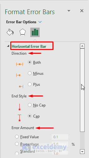 Change Settings of Horizontal Error Bars
