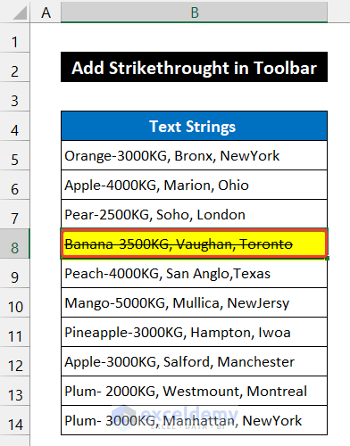 How to Add Strikethrough in Excel Toolbar