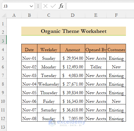 How to Apply a Theme to a Workbook in Excel