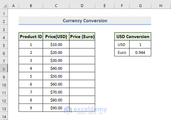 Automate Currency Conversion Using Multiplication