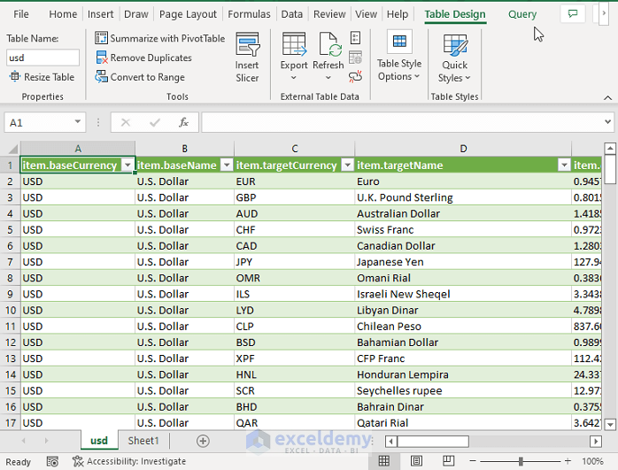 Using External XML Source in Excel