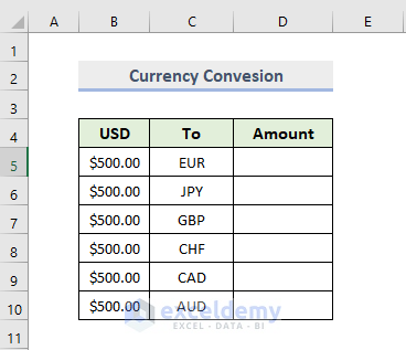 Utilizing Nested IF Formula to Automate Currency Conversion