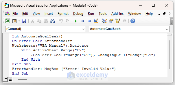 how to automate goal seek in excel