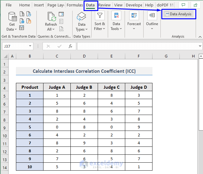 Selecting Data Analysis Tool to How to Calculate Intraclass Correlation Coefficient in Excel