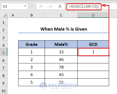 male female ratio when male% given