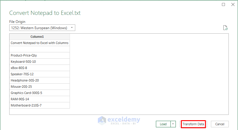 how to open notepad or text file in excel with columns