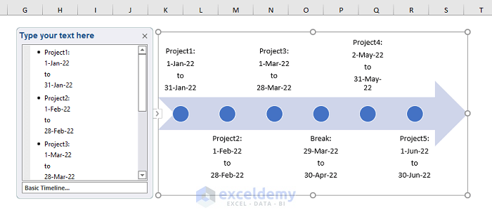 Generate a Timeline with Dates Using SmartArt in Excel