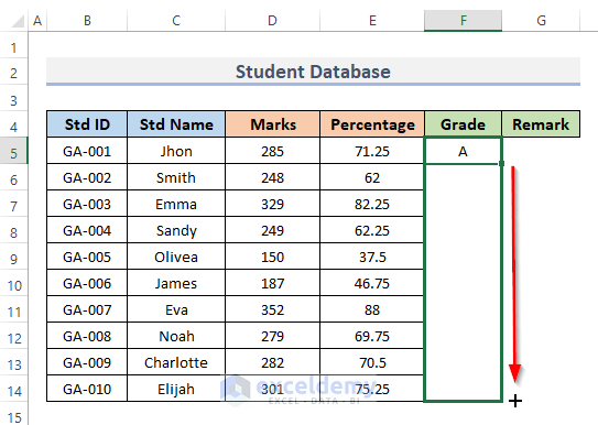 Step-by-Step Instructions to Create Student Database in Excel