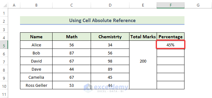 Using Cell Absolute Reference